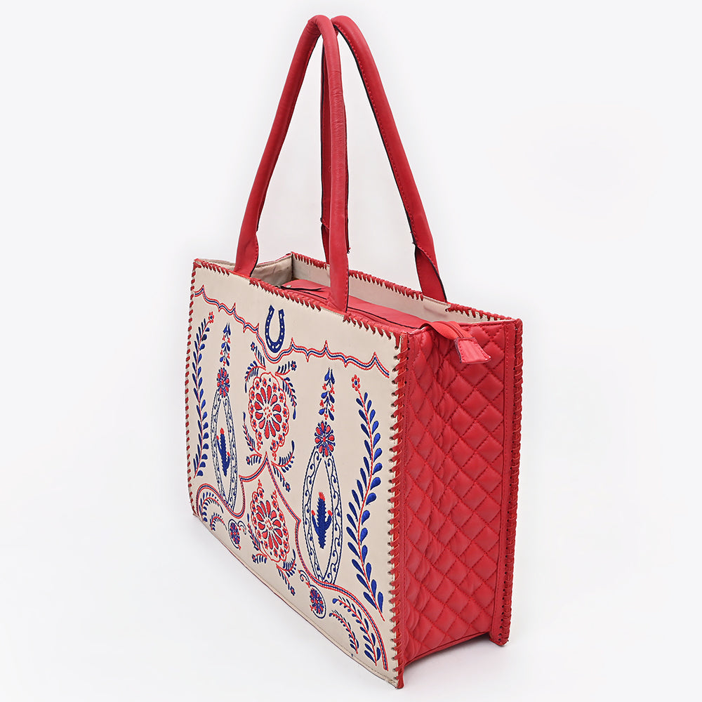 American Darling Tote Beautifully Leather Embroidered Design women handbag