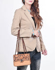 American Darling Cross Body Bag Hand Tooled Floral Carved Buck Stitched Genuine Suede Leather Western Purse