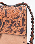 American Darling Cross Body Bag Hand Tooled Floral Carved Buck Stitched Genuine Suede Leather Western Purse