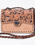 American Darling Cross Body Bag Hand Tooled Floral Carved Buck Stitched Genuine Suede Leather Western Purse