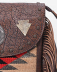 American Darling Women's Crossbody Bag Western Saddle Blanket Genuine Leather Handbag