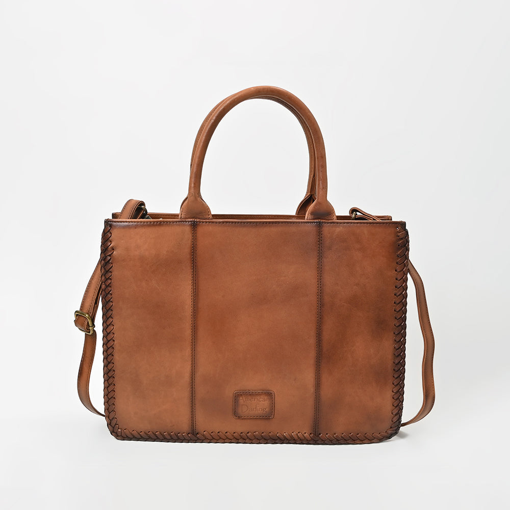 American Darling Premium Studded Leather Tote Bag with Dual Handles &amp; Adjustable Strap – Stylish Western-Inspired