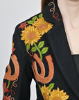 American Darling Women’s Embroidered Sunflower Blazer | Horseshoe Western Boho Fabric Jacket