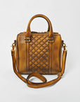 American Darling Vintage Quilted Leather Boston Bag – Classic Barrel Satchel