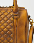 American Darling Vintage Quilted Leather Boston Bag – Classic Barrel Satchel
