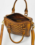 American Darling Vintage Quilted Leather Boston Bag – Classic Barrel Satchel