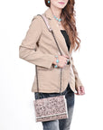 American Darling Women's Crossbody Western Hand Tooled Genuine Leather Handbag