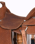 Hilason Western Horse Ranch Roping Roper Genuine Leather Saddle Brown