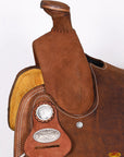 Hilason Western Horse Ranch Roping Roper Genuine Leather Saddle Brown