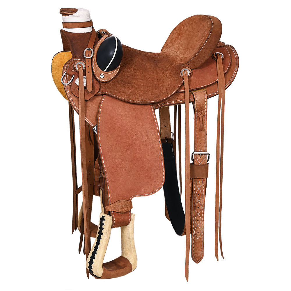 Hilason Western Horse Wade Ranch Roping Genuine Leather Saddle Brown
