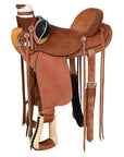 Hilason Western Horse Wade Ranch Roping Genuine Leather Saddle Brown
