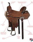 Western Horse Flex Tree Leather Saddle For Trail And Barrel Racing
