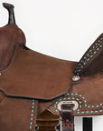 Western Horse Flex Tree Leather Saddle For Trail And Barrel Racing