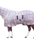 66 In Hilason Western Horse Fly Sheet Uv Protect Mesh Bug Mosquito Summer Spring Blue / White Plaid