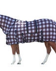 Hilason Western Horse Fly Sheet Uv Protect Mesh Bug Mosquito Summer Spring White / Red Plaid