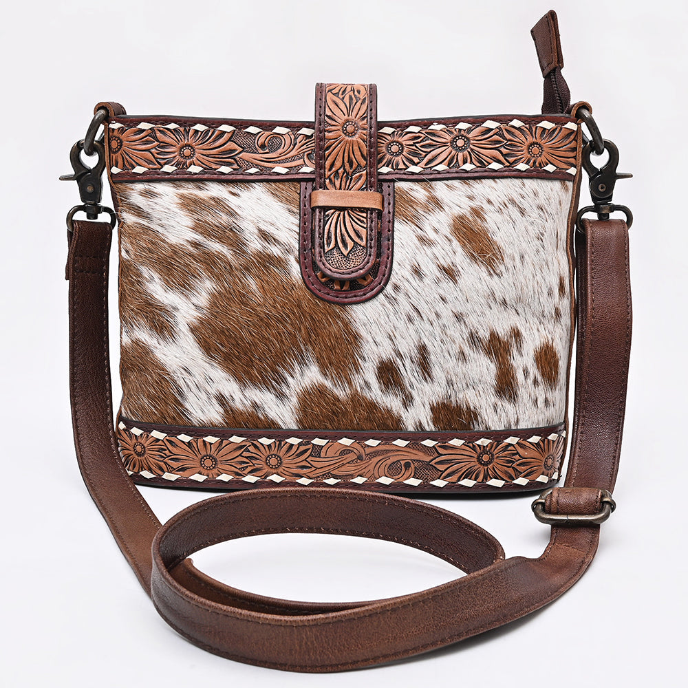 American Darling Crossbody Beautifully hand tooled Hair On Genuine Leather women handbag