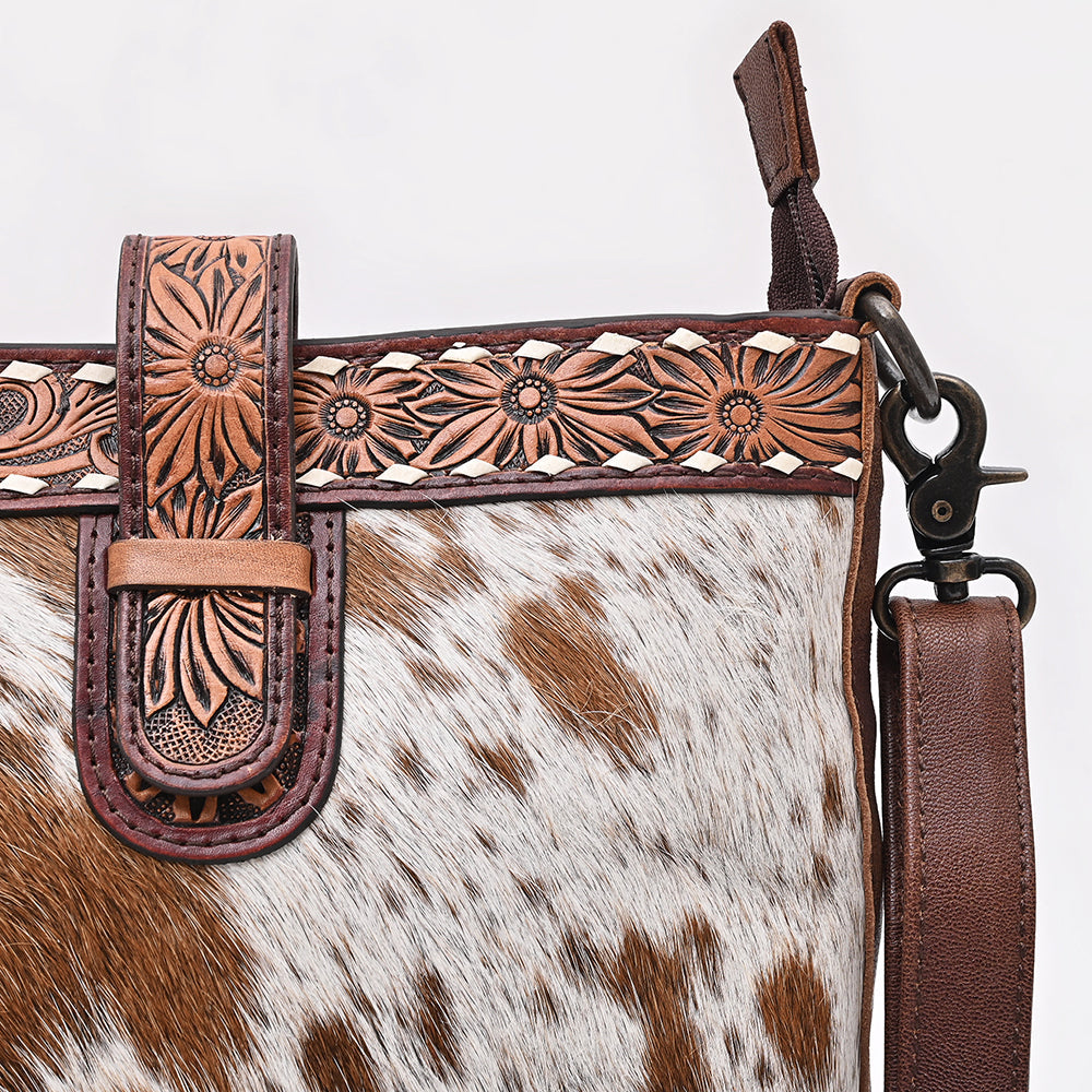 American Darling Crossbody Beautifully hand tooled Hair On Genuine Leather women handbag