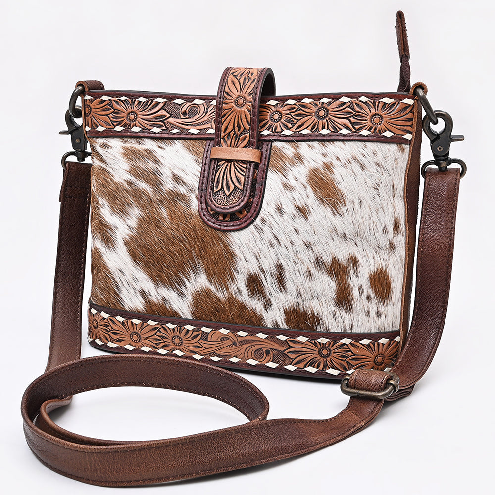 American Darling Crossbody Beautifully hand tooled Hair On Genuine Leather women handbag