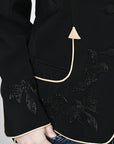 American Darling Genuine Suede Embroidered leather Jacket ladies Girl Black