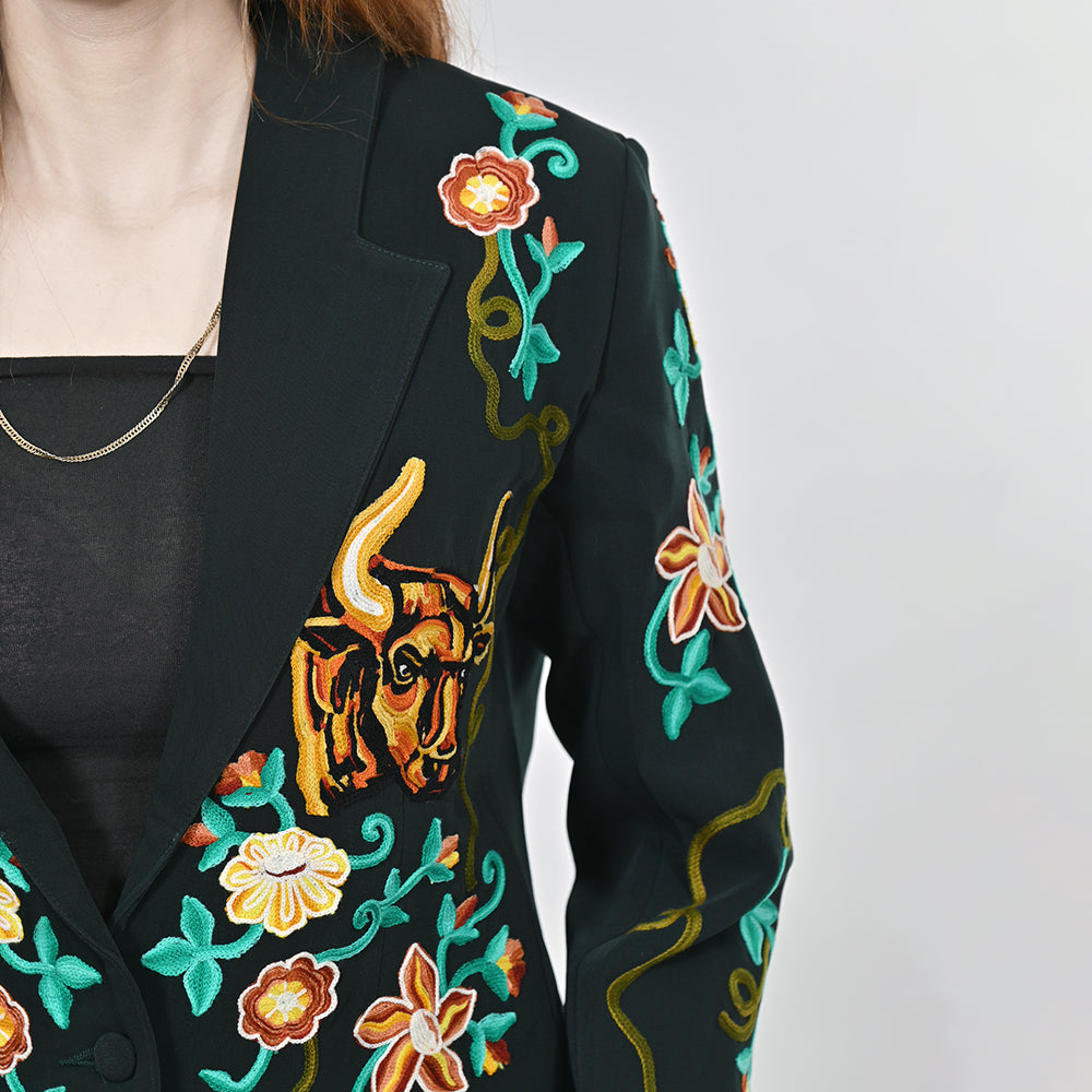 American Darling Genuine Suede Embroidered leather Jacket ladies Girl Black