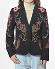 Embroidered Western Blazer With Floral Horseshoe Boho Fabric Shirt Jacket Dress Collection