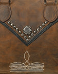 American Darling Western Studded Leather Boston Bag – Vintage Barrel Satchel