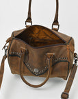 American Darling Western Studded Leather Boston Bag – Vintage Barrel Satchel