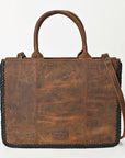 American Darling Tote Bag Western Genuine Leather Handbag with Boot Stitched Design Rivets and Premium YKK Zipper