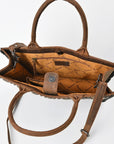 American Darling Tote Bag Western Genuine Leather Handbag with Boot Stitched Design Rivets and Premium YKK Zipper