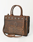 American Darling Tote Bag Western Genuine Leather Handbag with Boot Stitched Design Rivets and Premium YKK Zipper