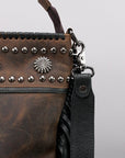 American Darling Vintage Leather Crossbody Bag Studded Conchos Western Stitching