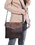 OHLAY Crossbody Hand Tooled Hair On Genuine Leather Women Bag Western Handbag Purse
