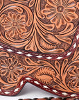 American Darling Women's Crossbody Western Hand Tooled Genuine Leather Handbag with Rivets
