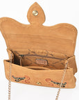 American Darling Rodeo Embroidered Suede Crossbody Bag Cowboy Gold