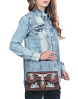 American Darling Rodeo Embroidered Suede Crossbody Bag Cowboy Gold