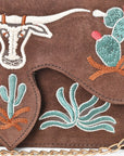 American Darling Rodeo Embroidered Suede Crossbody Bag Cowboy Gold