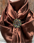 35X35" Solid Brown Wild Rag / Scarf WRS2 - Western Concho Wild Rag Slides - Assorted
