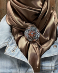 35X35" Solid Tan Wild Rag / Scarf WRS7 - Western Concho Wild Rag Slides - Assorted