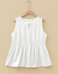 Plus Size Solid Bow-Tie Peplum Tank Top