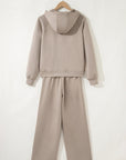 Solid Half-Zip Hoodie and Pants Set