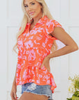 Karla Floral Collared Button Blouse