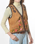 American Darling Suede Western Vest – Embroidered Boho Waistcoat with Floral & Paisley Detail