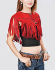 American Darling Red Genuine Suede leather ladies Dress Black