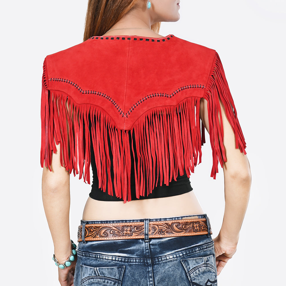 American Darling Red Genuine Suede leather ladies Dress Black