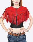 American Darling Red Genuine Suede leather ladies Dress Black
