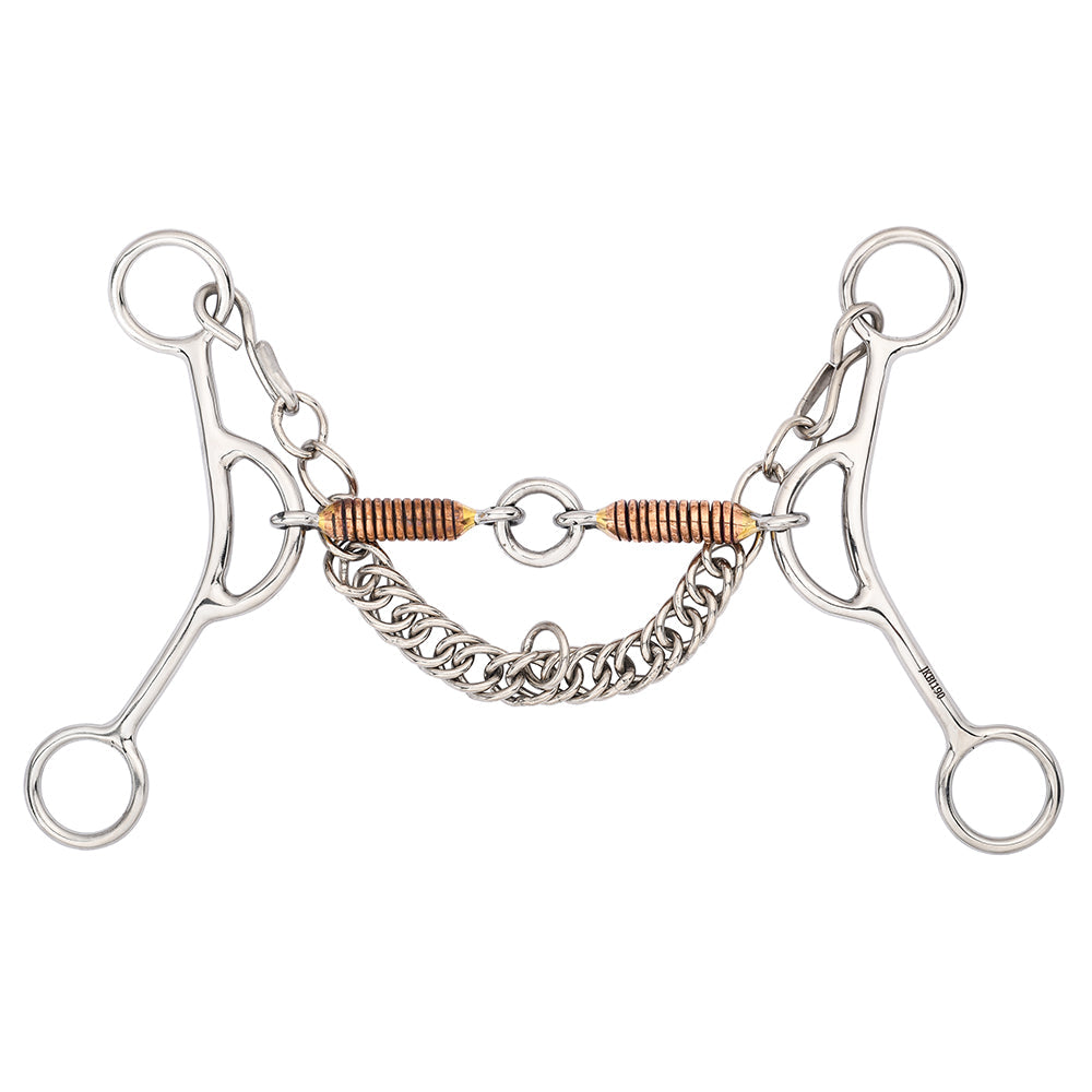 BAR H EQUINE Western Gag Bit with Copper Wire Wrapped Mouthpiece &amp; Life Saver Link