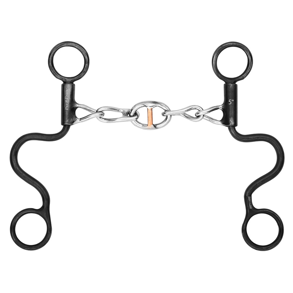 BAR H EQUINE Western Antique Short Shank Bit with Chain Mouthpiece &amp; Copper Inlay
