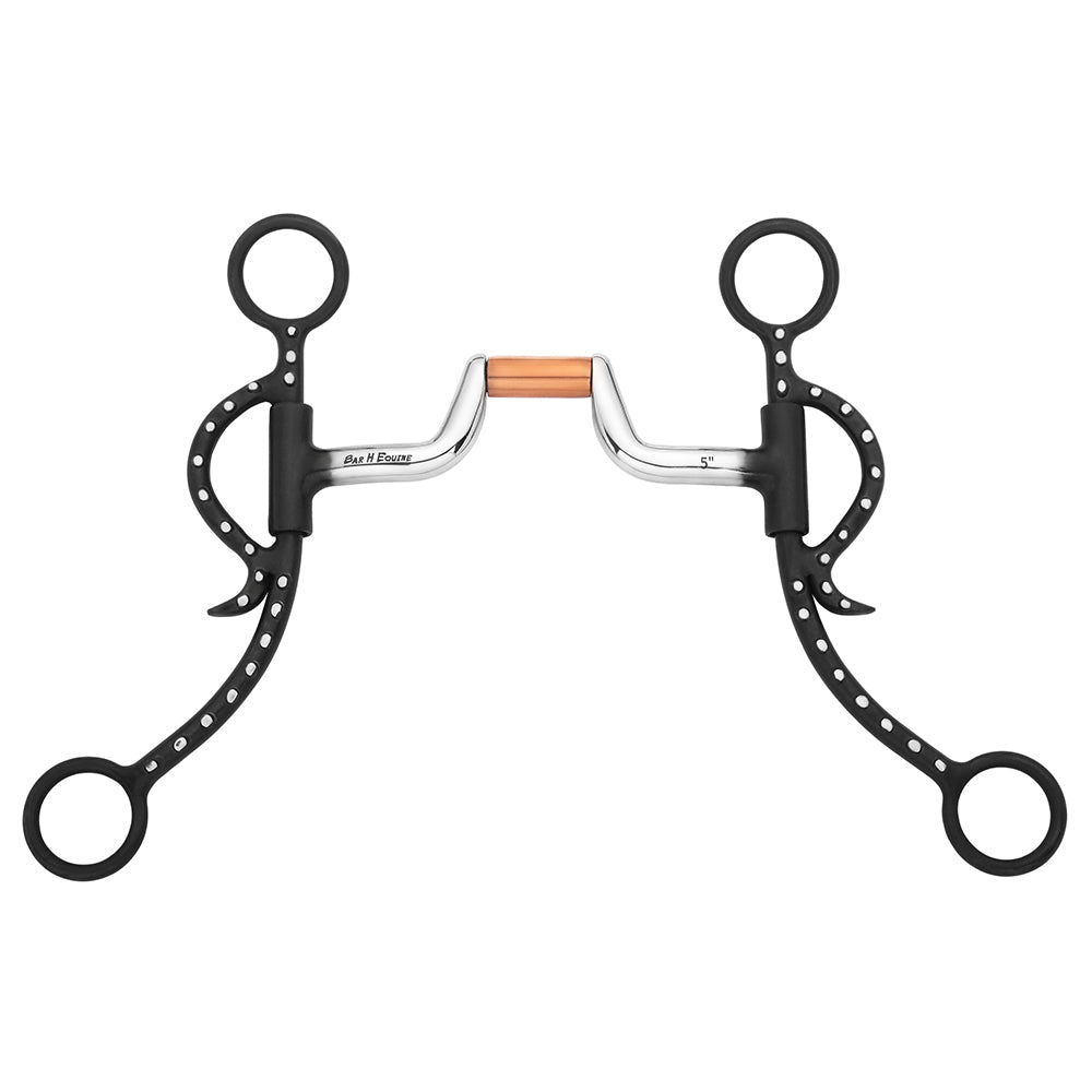 BAR H EQUINE Argentine Shank Bit with Snaffle Ring &amp; Hinged Copper Port
