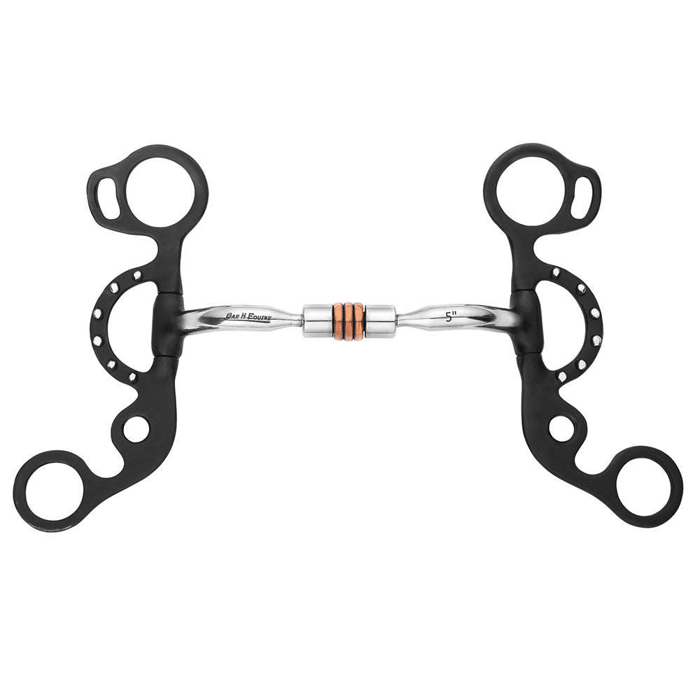 BAR H EQUINE Western Argentine Shank Bit with Comfort Mouthpiece &amp; Copper Rollers