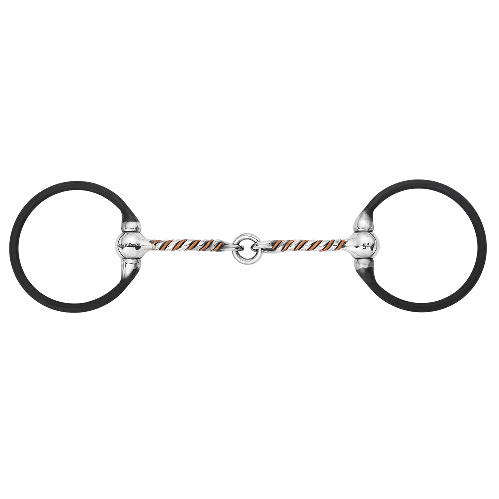 BAR H EQUINE Western Ring Snaffle with Twisted Copper &amp; Stainless Steel Mouth